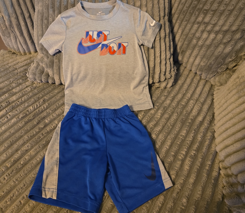 Nike Gray Tee and Blue Shorts Set